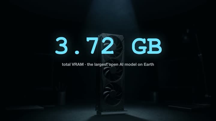 3.72 GB of VRAM ran the largest open AI model on Earth